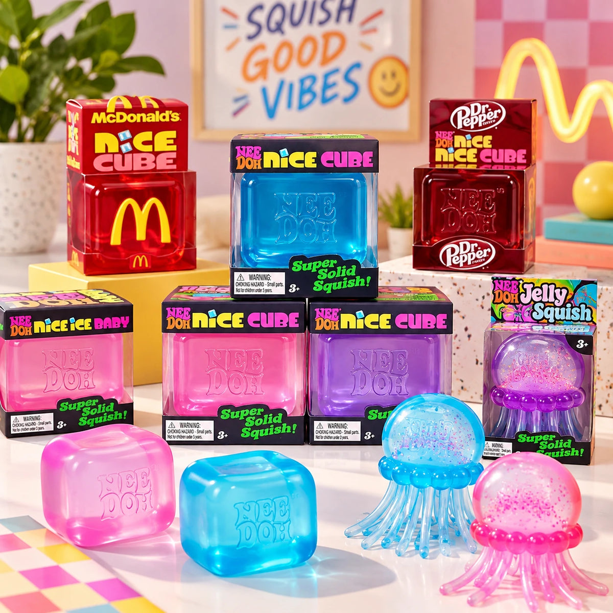 NeeDoh Nice Cube & Jelly Squish Slow-Rise Stress Relief Toy