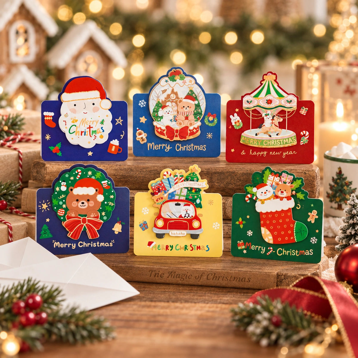 3D Foil Christmas Greeting Cards – Cute Holiday Cards with Festive Designs