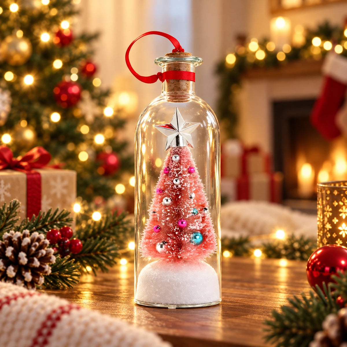 Christmas Tree & Snowman in a Bottle – Mini Holiday Keepsake Ornament