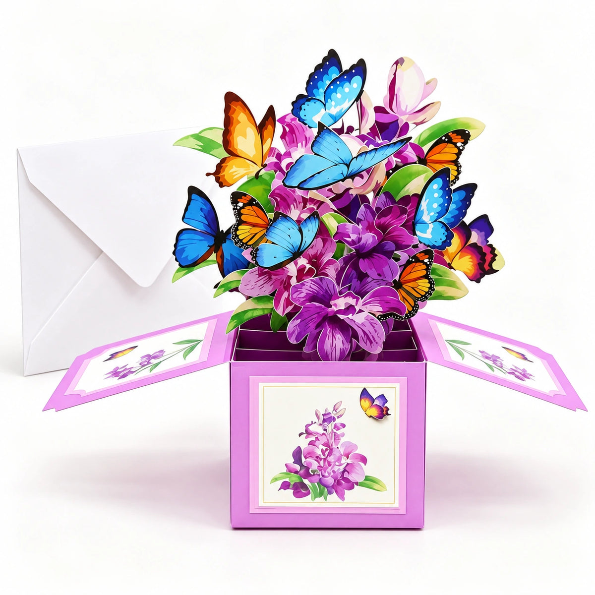 3D Pop-Up Butterfly Flower Greeting Card – Blooming Bouquet Surprise Gift