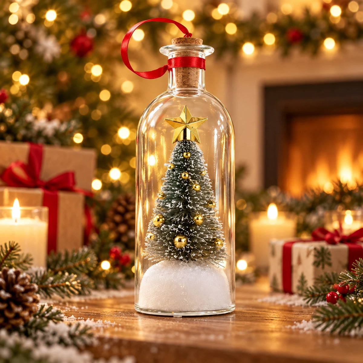 Christmas Tree & Snowman in a Bottle – Mini Holiday Keepsake Ornament