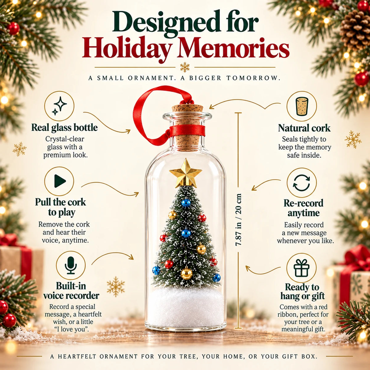 Christmas Tree & Snowman in a Bottle – Mini Holiday Keepsake Ornament