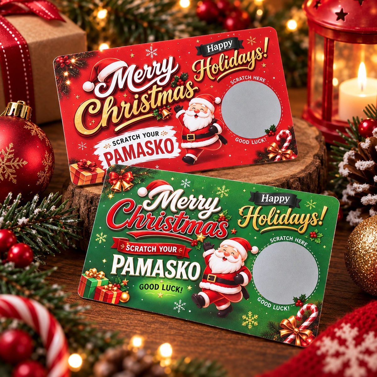 Christmas Scratch-Off Game Cards – Santa Holiday Party Prize Cards