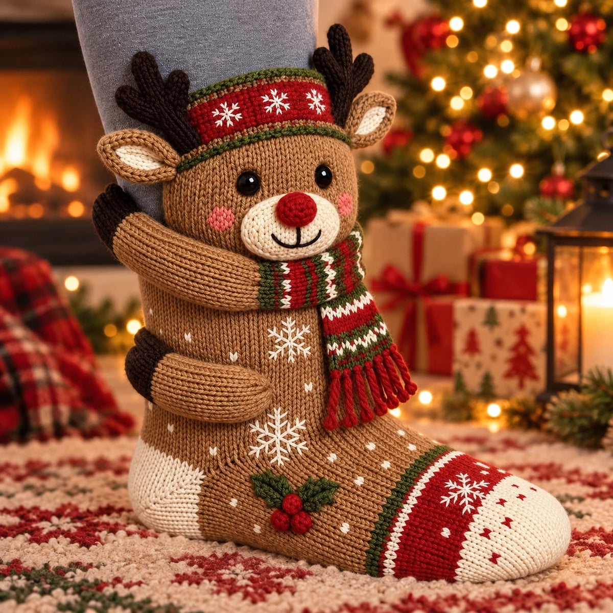 D Knit Character Socks – Cute Plush Animal & Christmas Cozy Socks