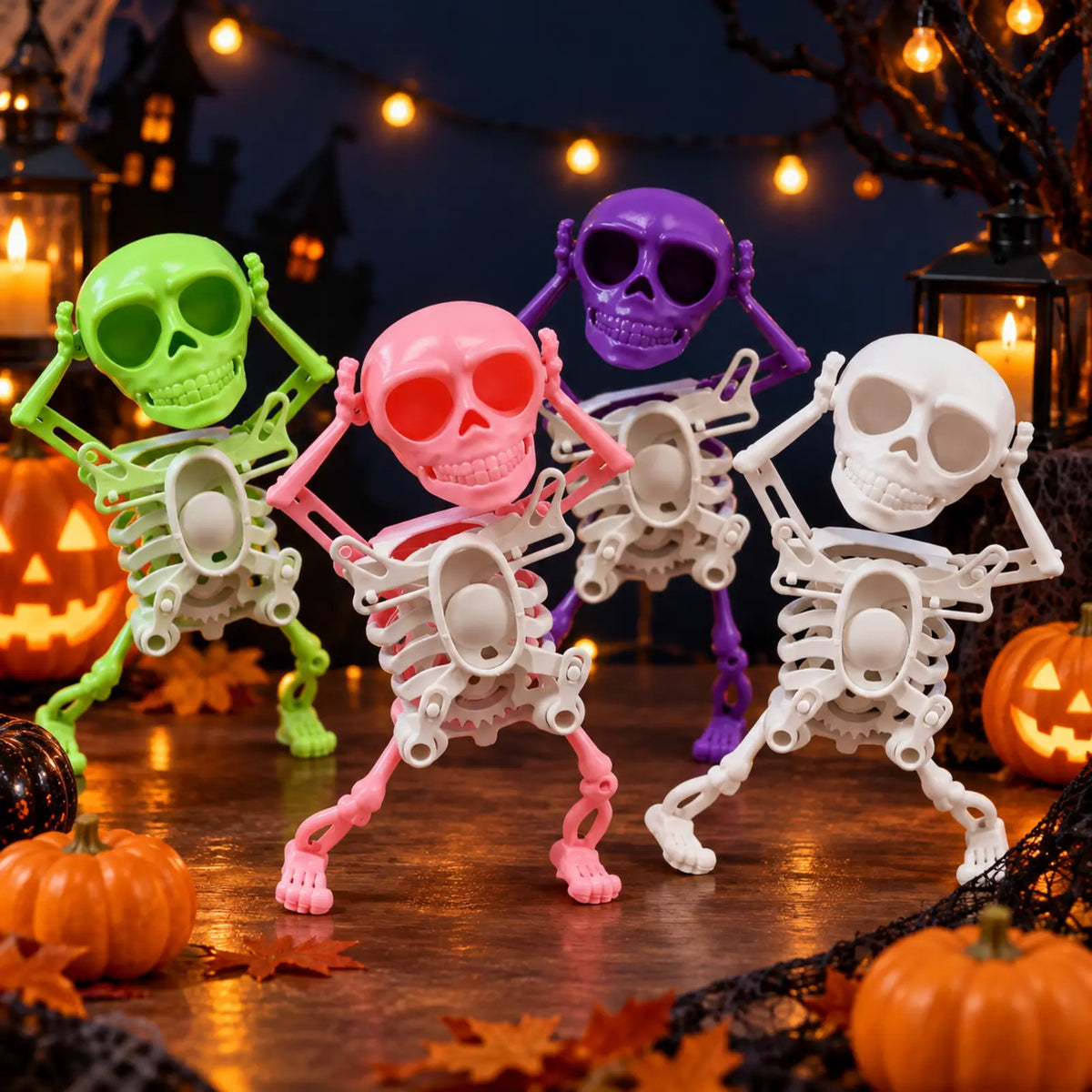 Dancing Skull Wind-Up Toy – Light-Up Halloween Skeleton