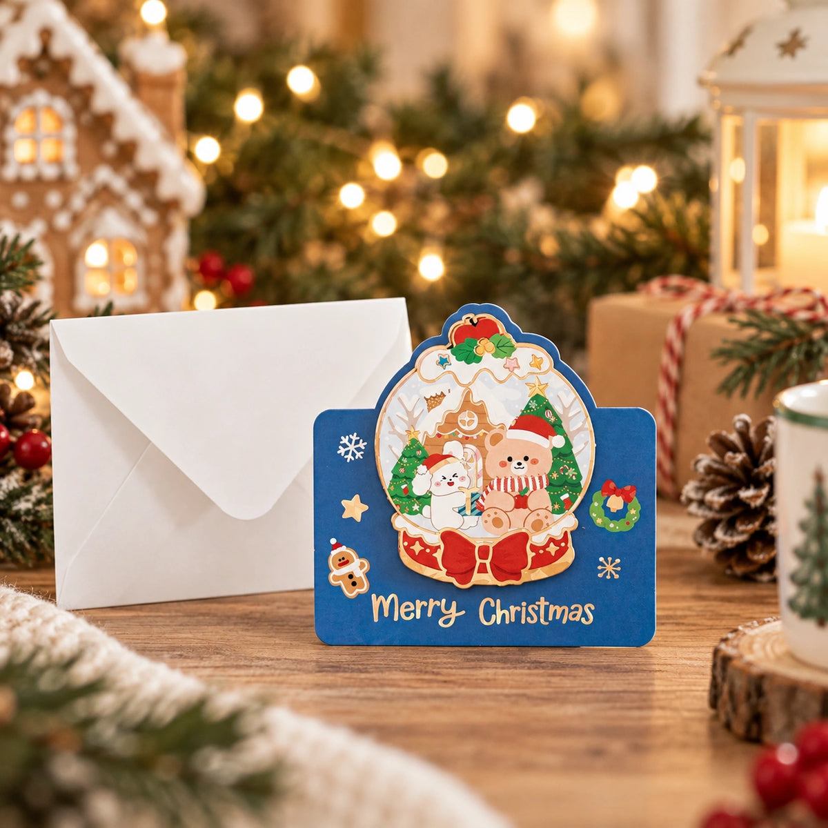 3D Foil Christmas Greeting Cards – Cute Holiday Cards with Festive Designs
