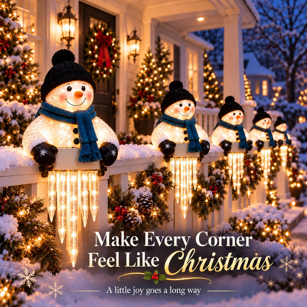 Winter Glow Snowman Icicle Light – Clip-On Christmas Porch Decoration