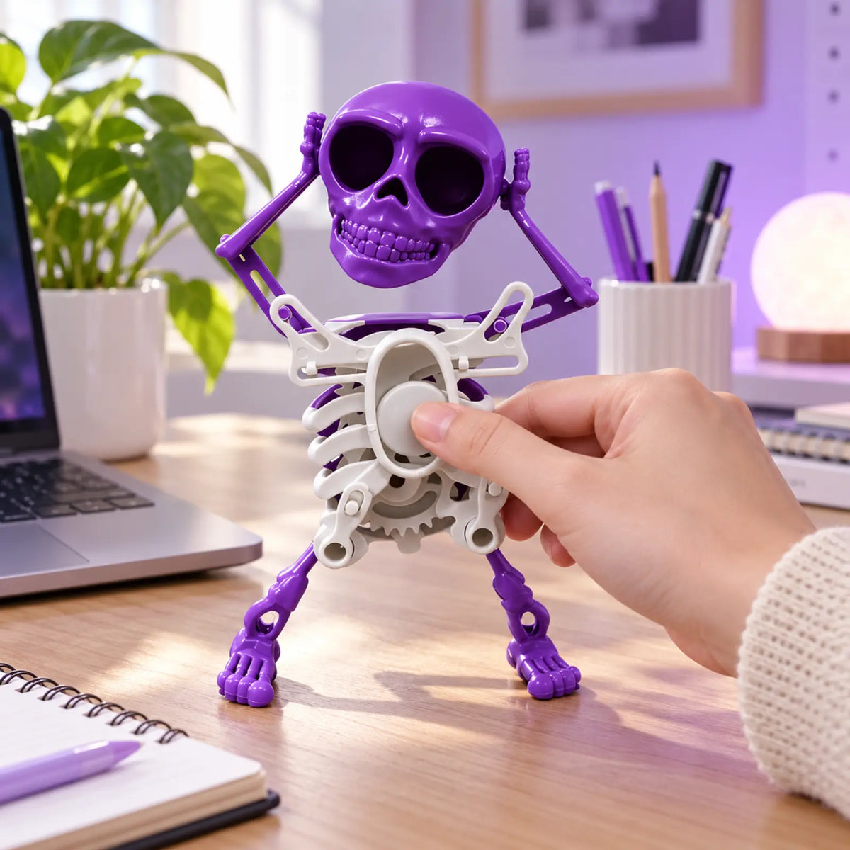 Dancing Skull Wind-Up Toy – Light-Up Halloween Skeleton