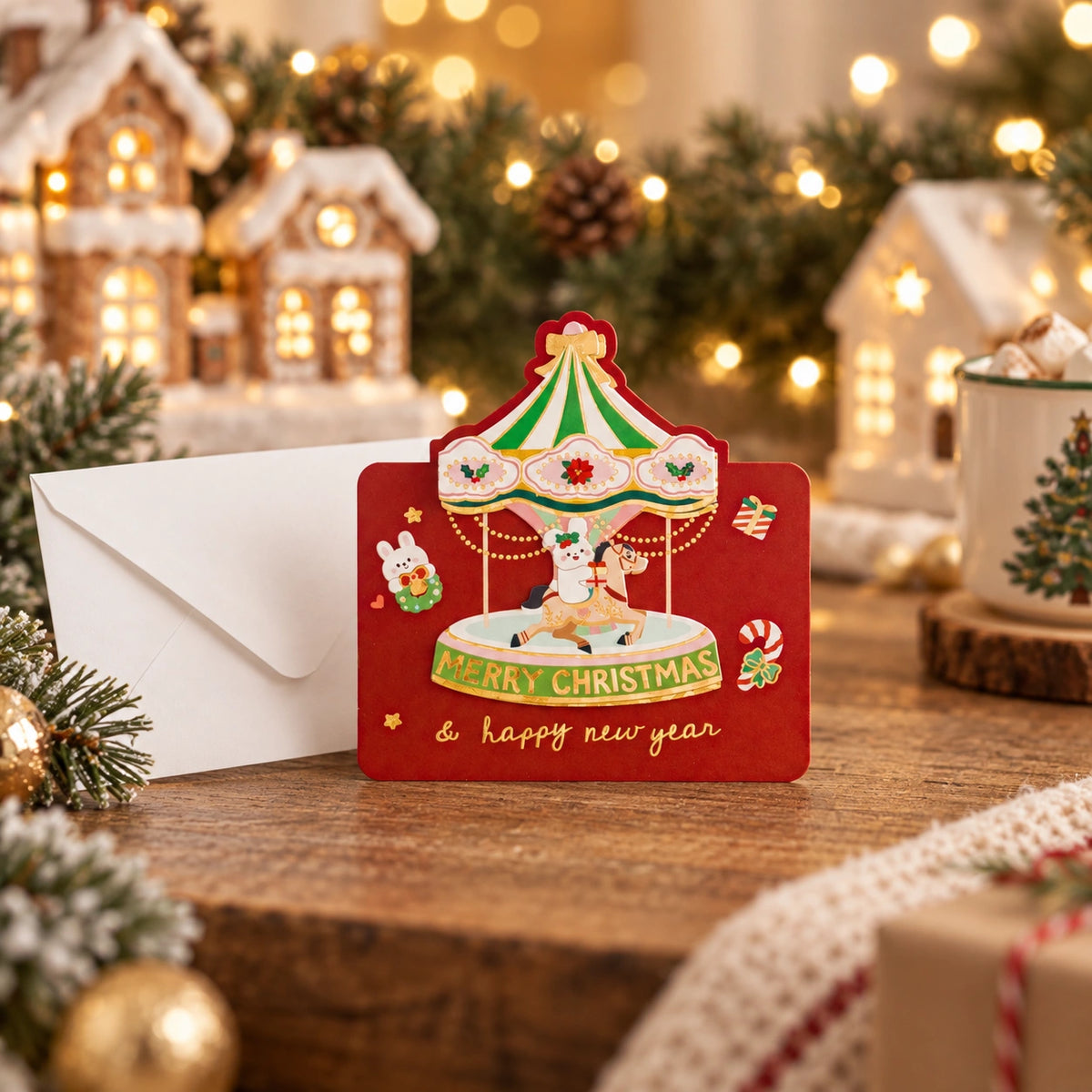 3D Foil Christmas Greeting Cards – Cute Holiday Cards with Festive Designs