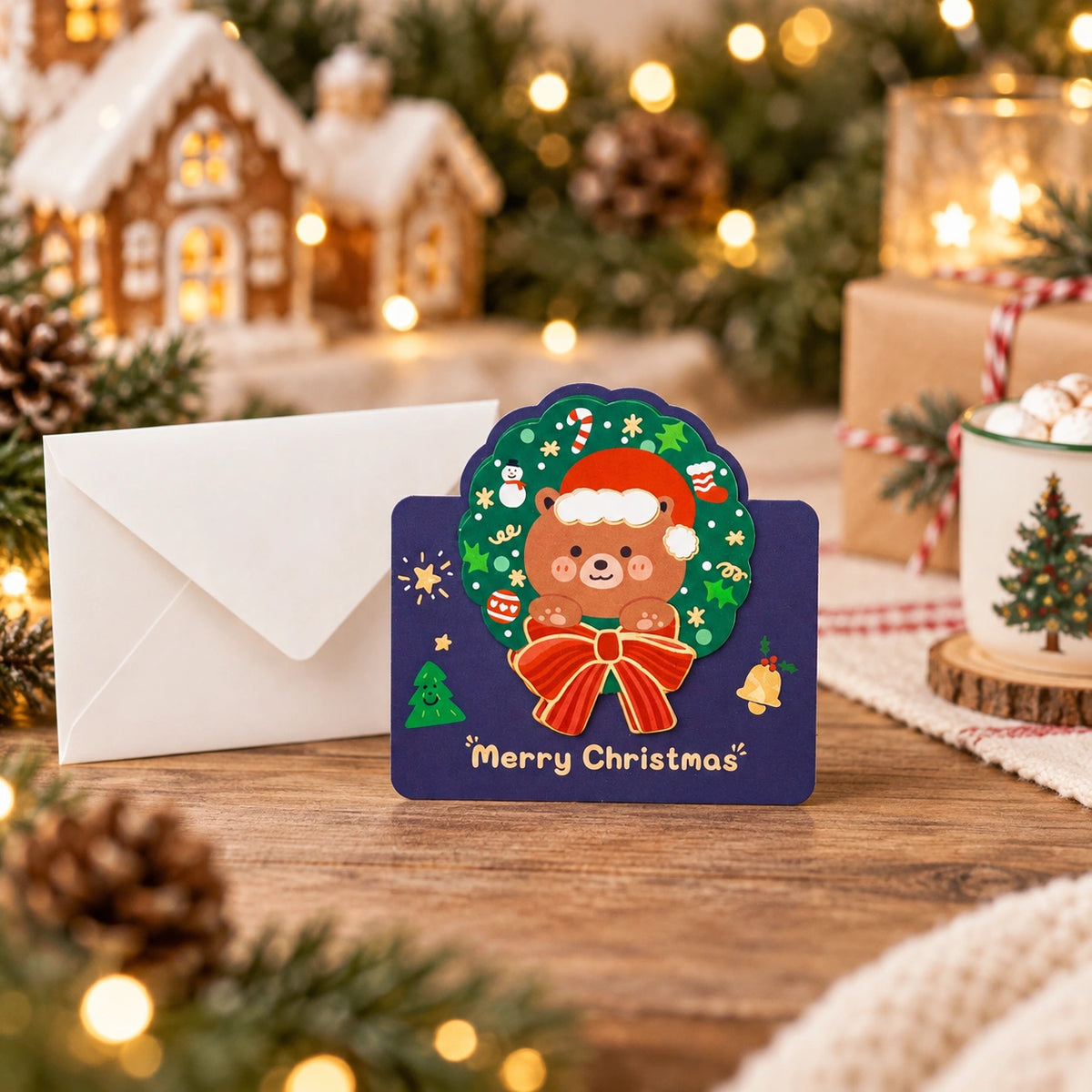 3D Foil Christmas Greeting Cards – Cute Holiday Cards with Festive Designs