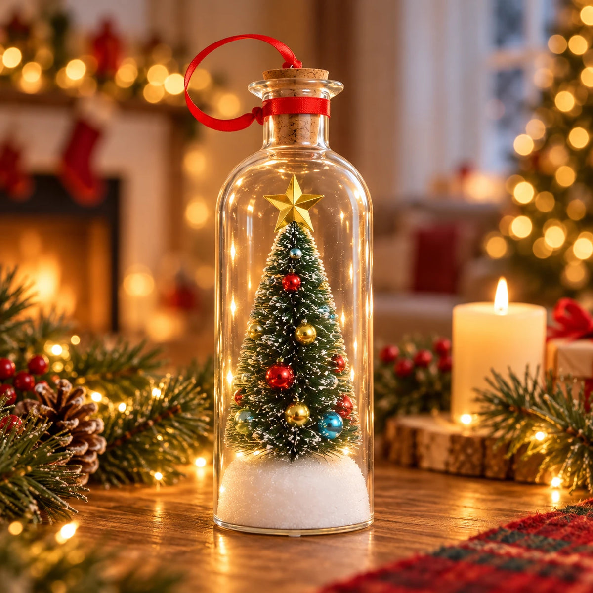 Christmas Tree & Snowman in a Bottle – Mini Holiday Keepsake Ornament