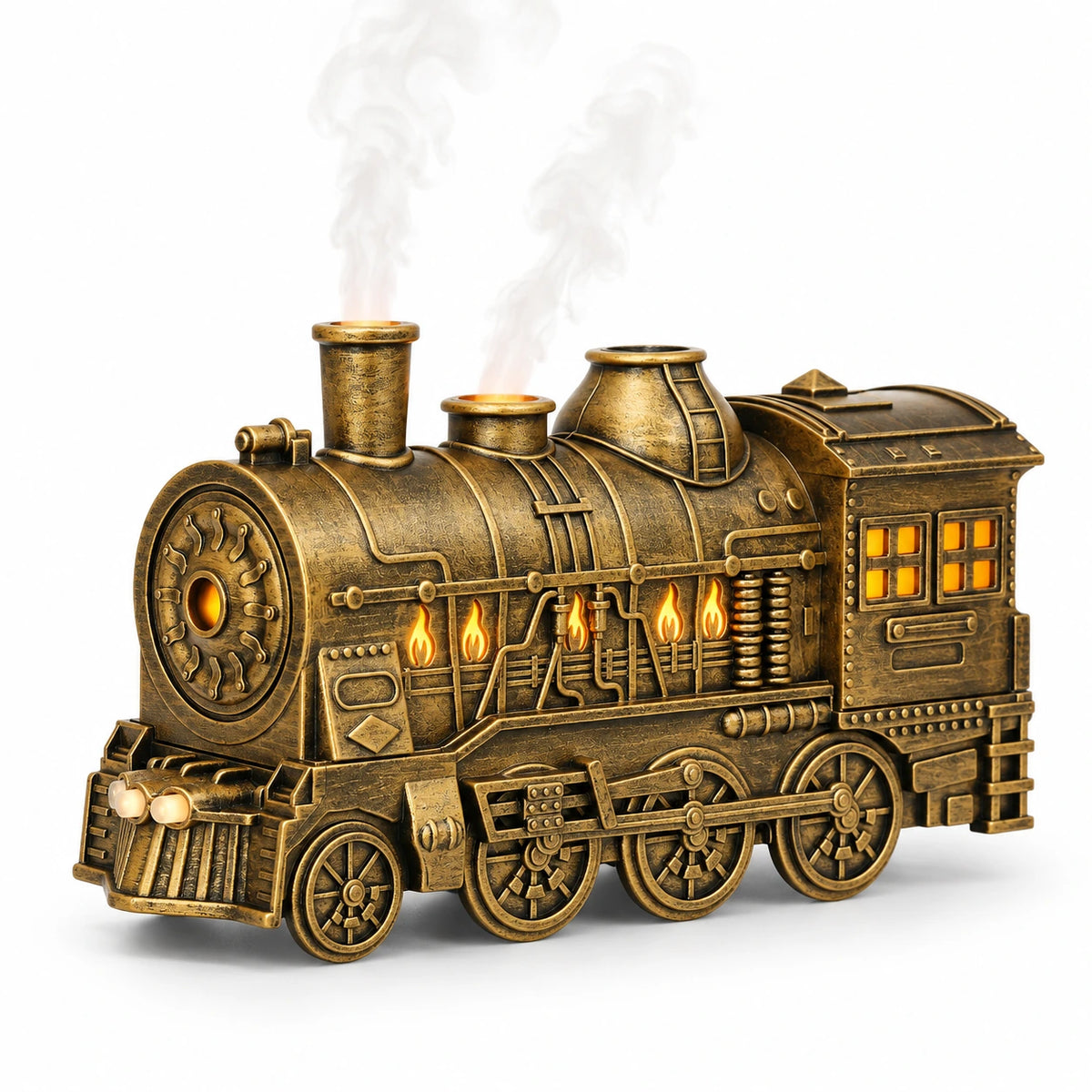 Vintage Steam Train Humidifier & Aroma Diffuser with Mist Rings and Ambient Light