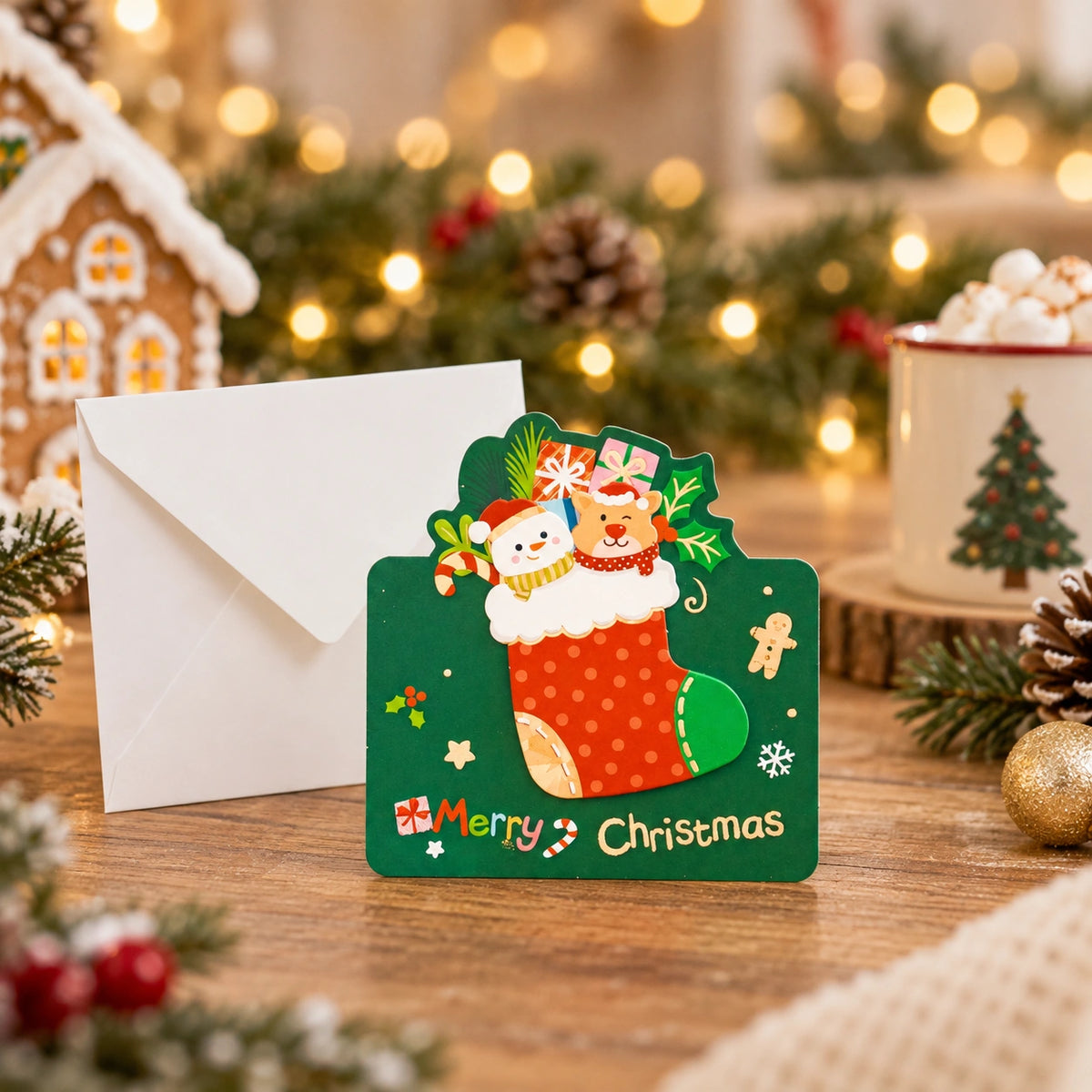 3D Foil Christmas Greeting Cards – Cute Holiday Cards with Festive Designs