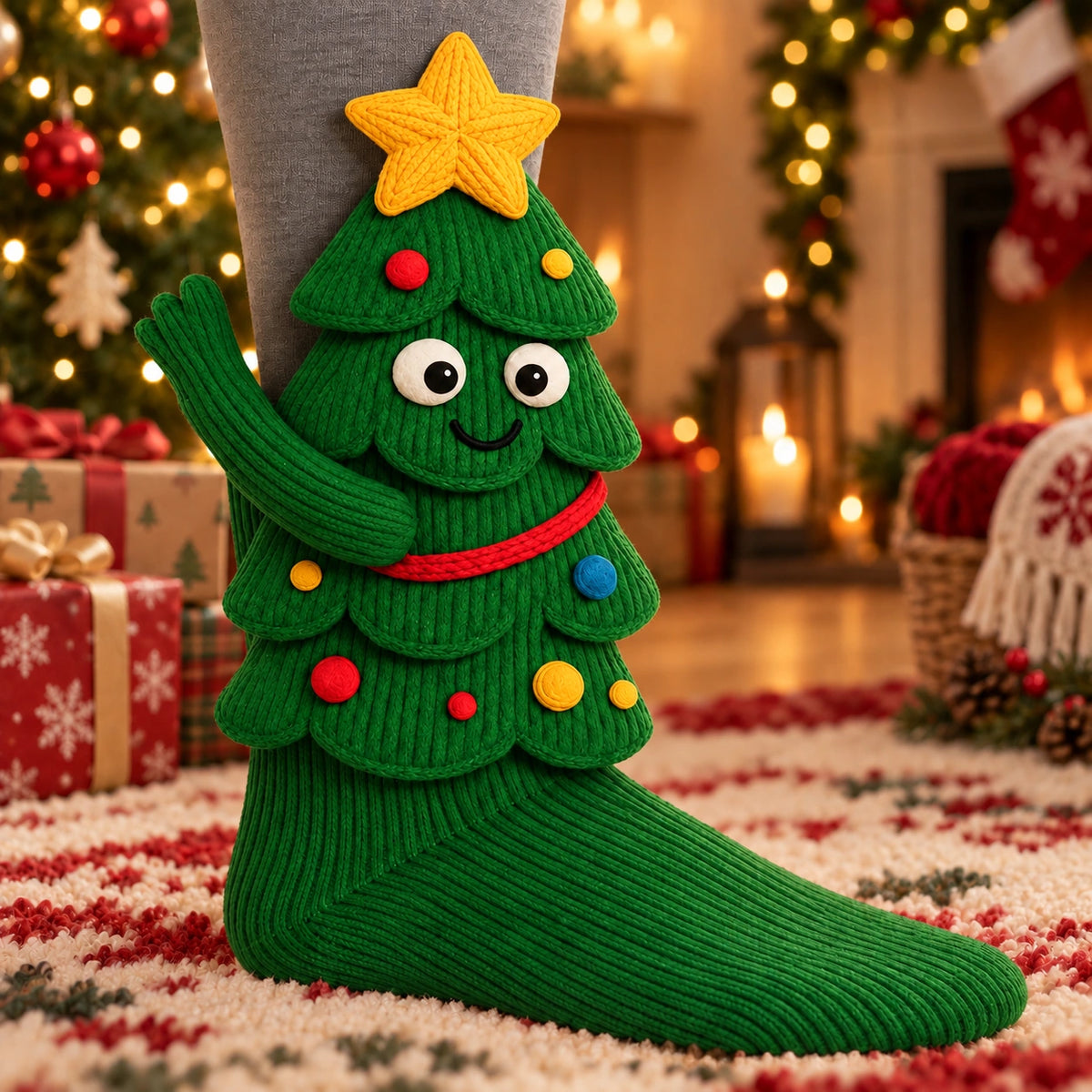 D Knit Character Socks – Cute Plush Animal & Christmas Cozy Socks