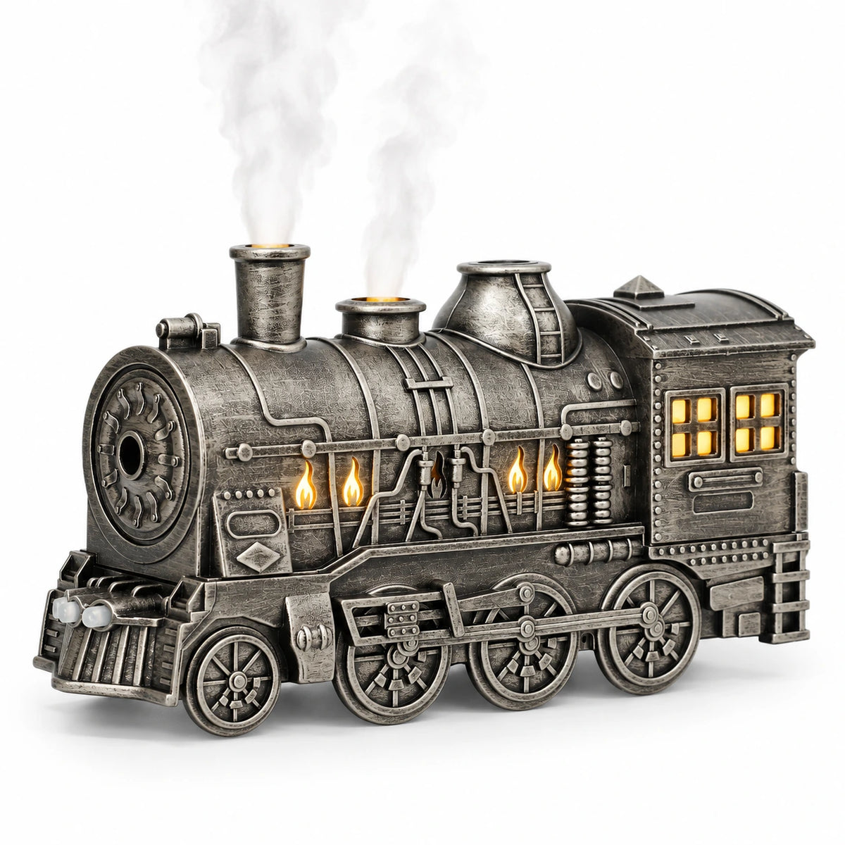Vintage Steam Train Humidifier & Aroma Diffuser with Mist Rings and Ambient Light