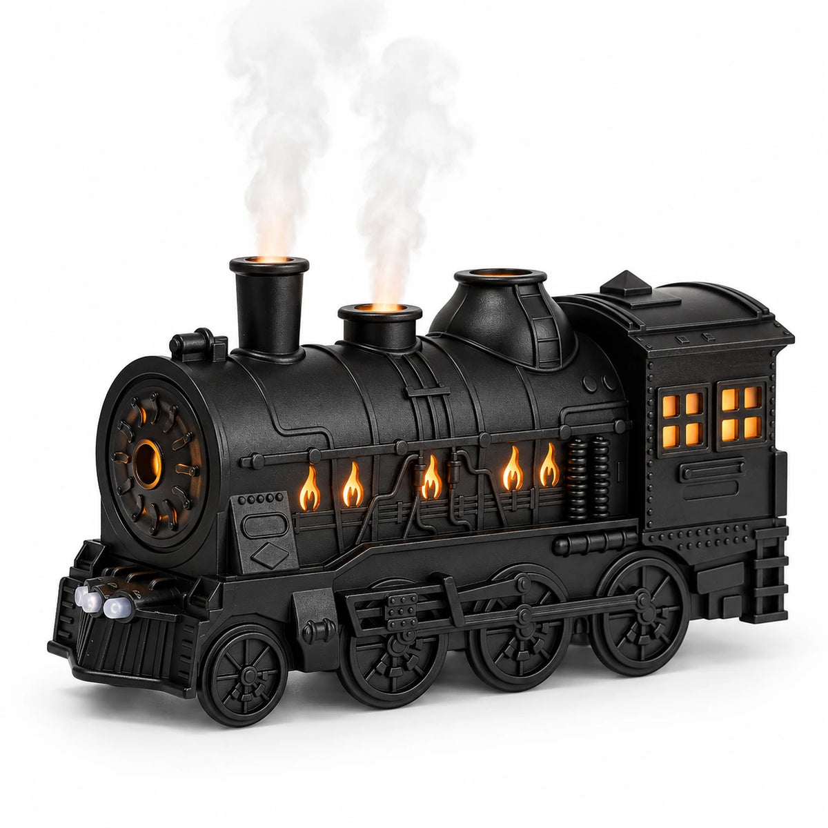 Vintage Steam Train Humidifier & Aroma Diffuser with Mist Rings and Ambient Light