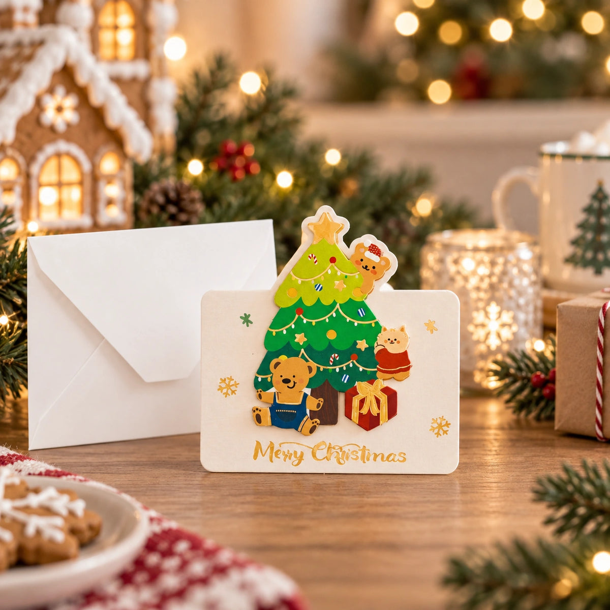 3D Foil Christmas Greeting Cards – Cute Holiday Cards with Festive Designs
