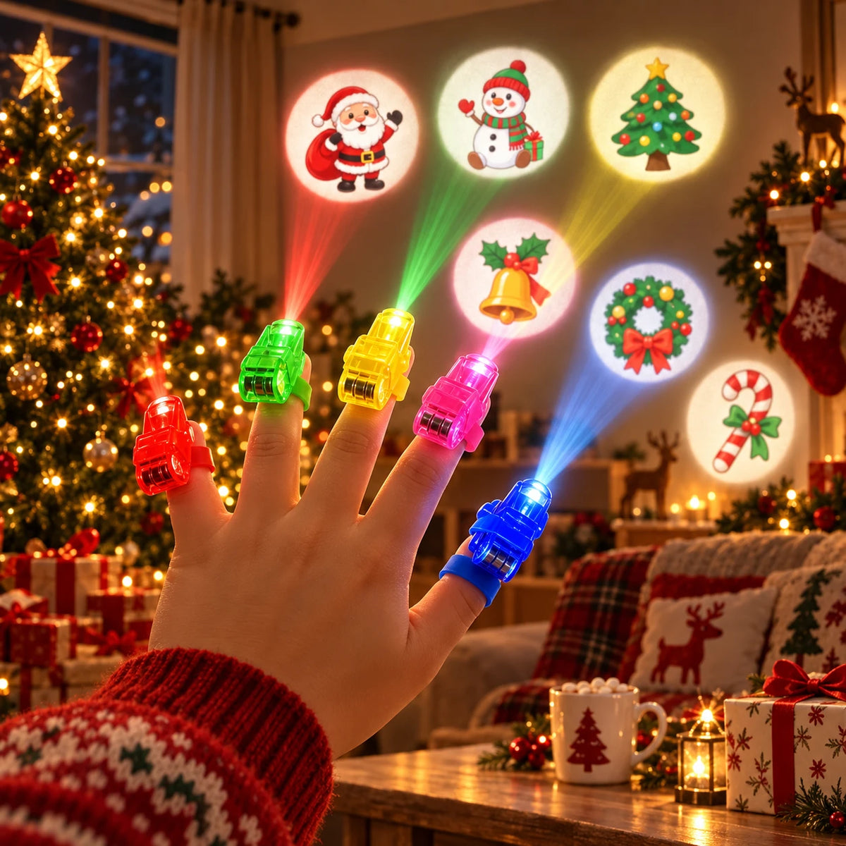 Holiday Projection Finger Lights – Halloween & Christmas Glow Party Toy