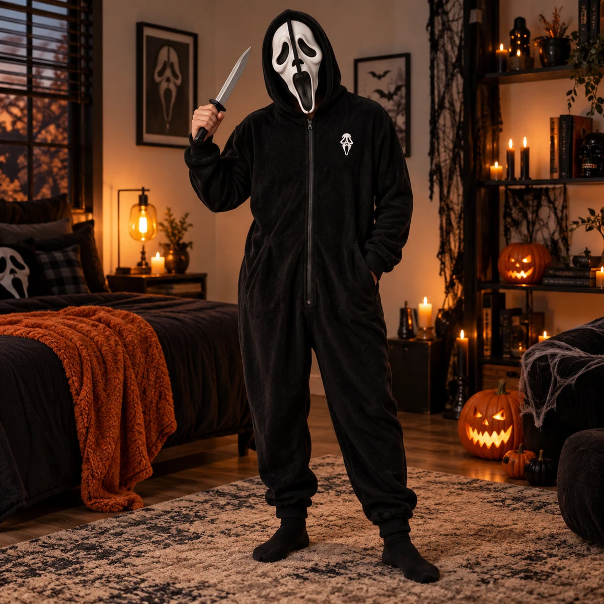 Halloween Horror Killer Jumpsuit Costume – Scary Cosplay Pajama Outfit