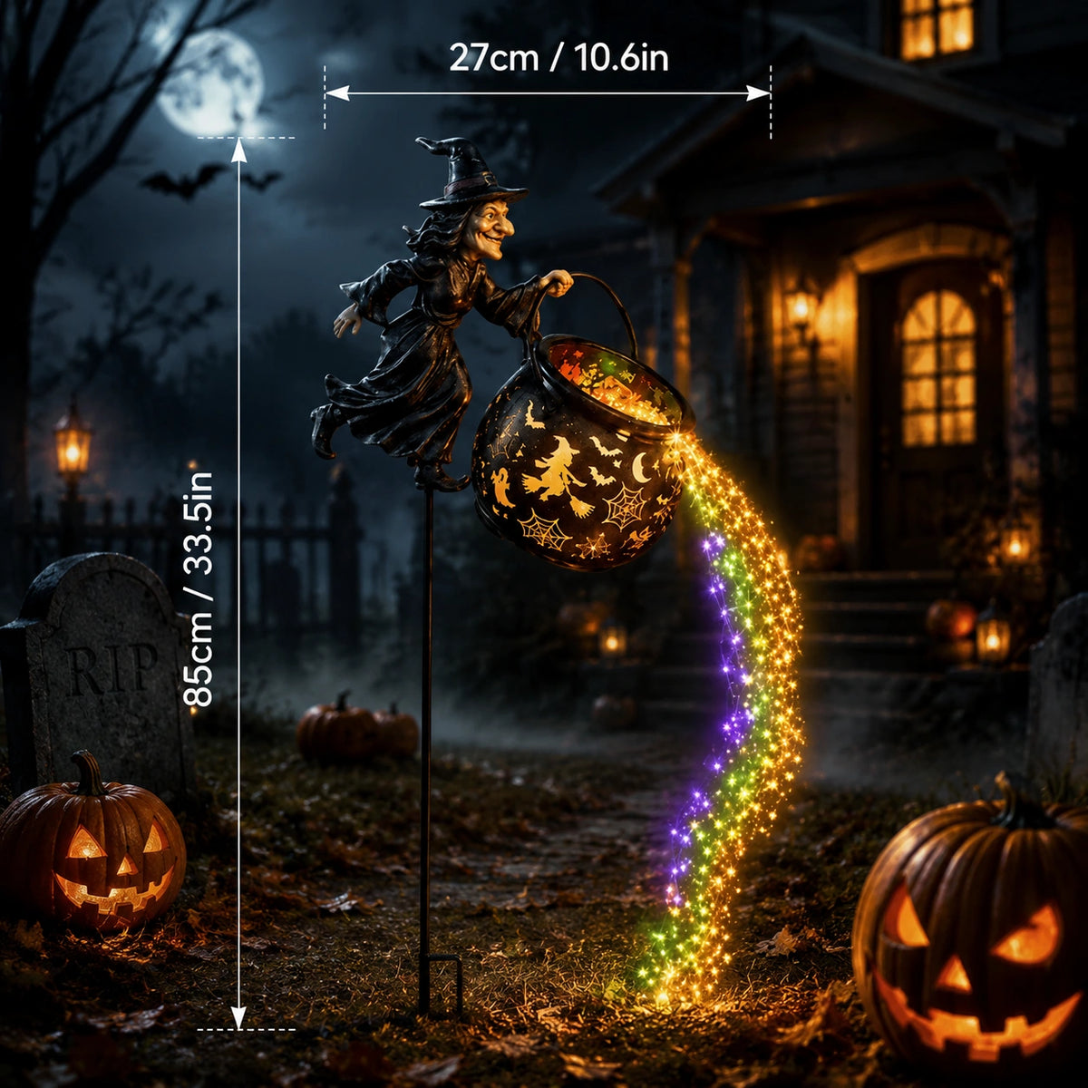 Halloween Witch Cauldron Garden Light