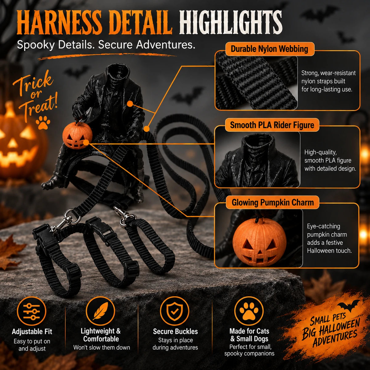 Halloween Headless Horseman Cat Costume