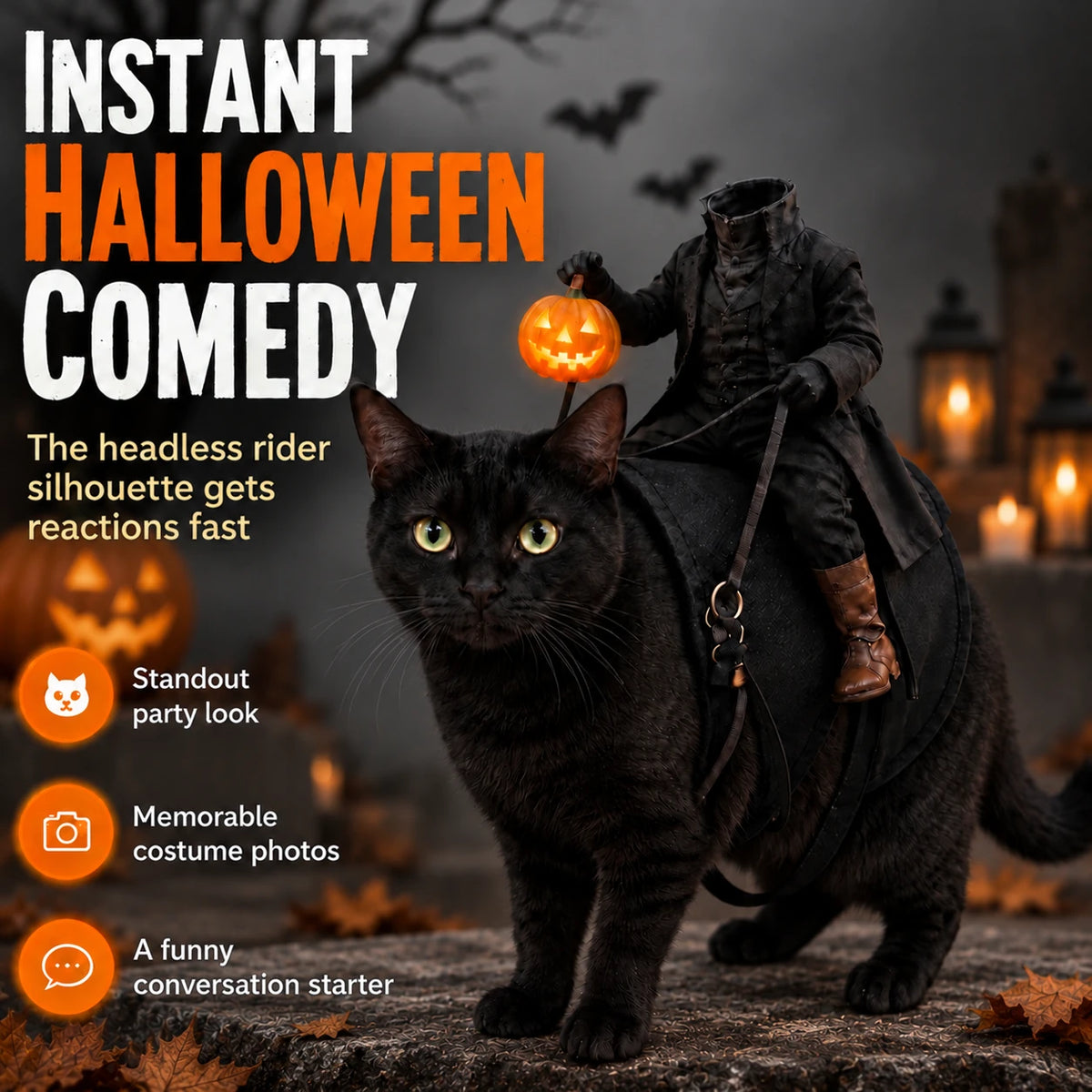 Halloween Headless Horseman Cat Costume