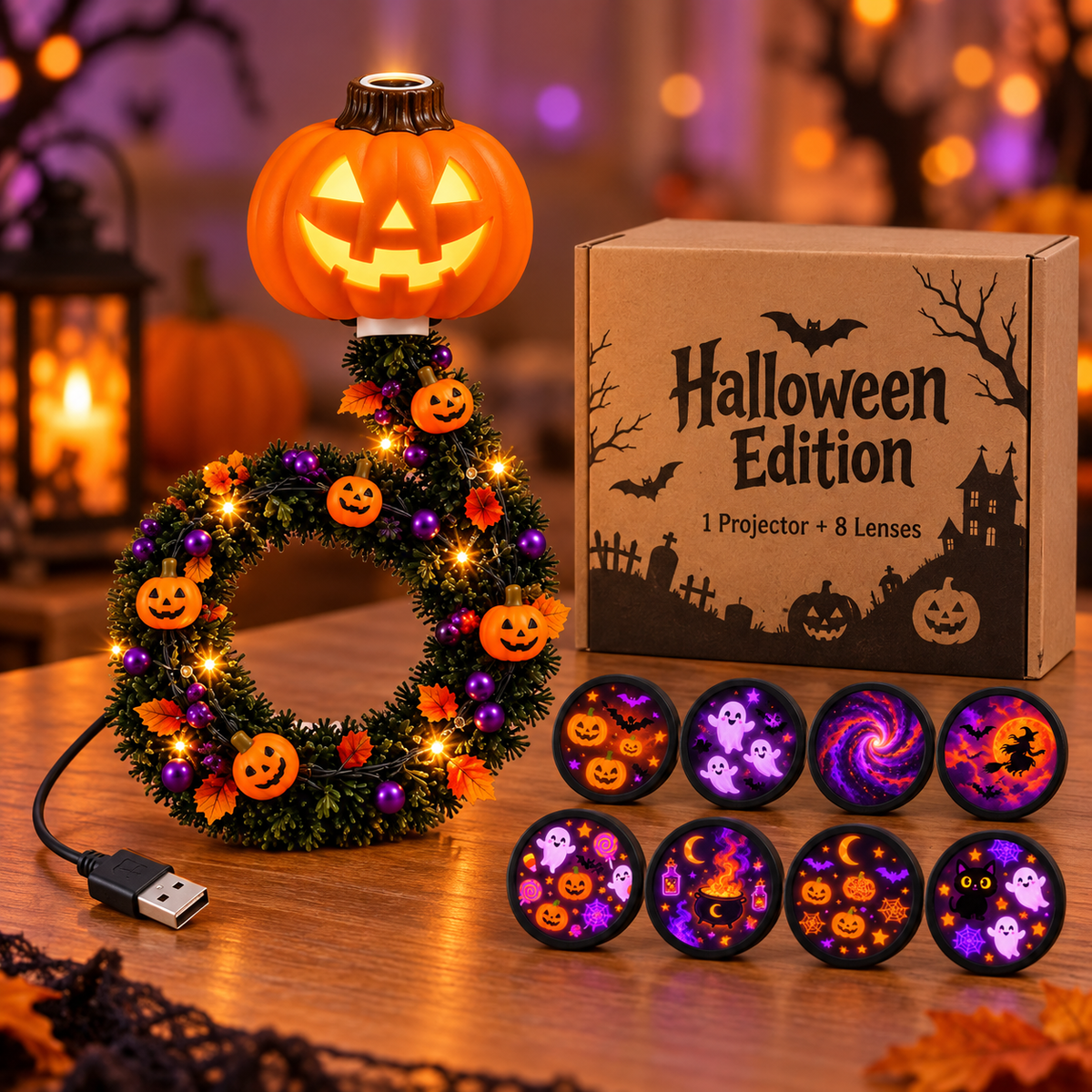 Holiday Magic USB Projection Light – Christmas & Halloween Edition