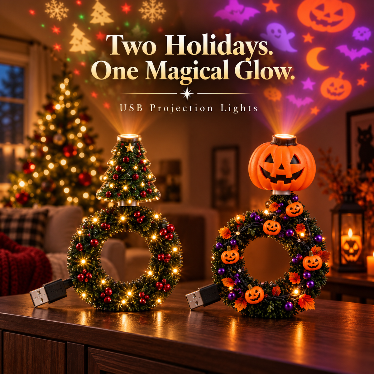 Holiday Magic USB Projection Light – Christmas & Halloween Edition
