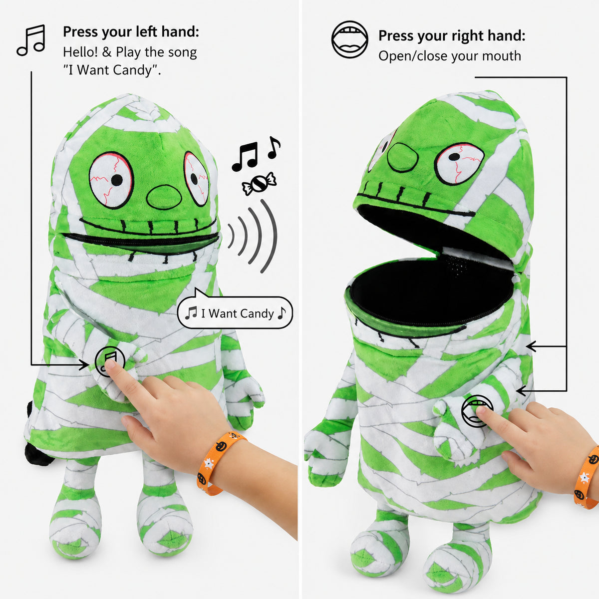 Halloween Interactive Mummy Candy Backpack – Singing Trick or Treat Bag