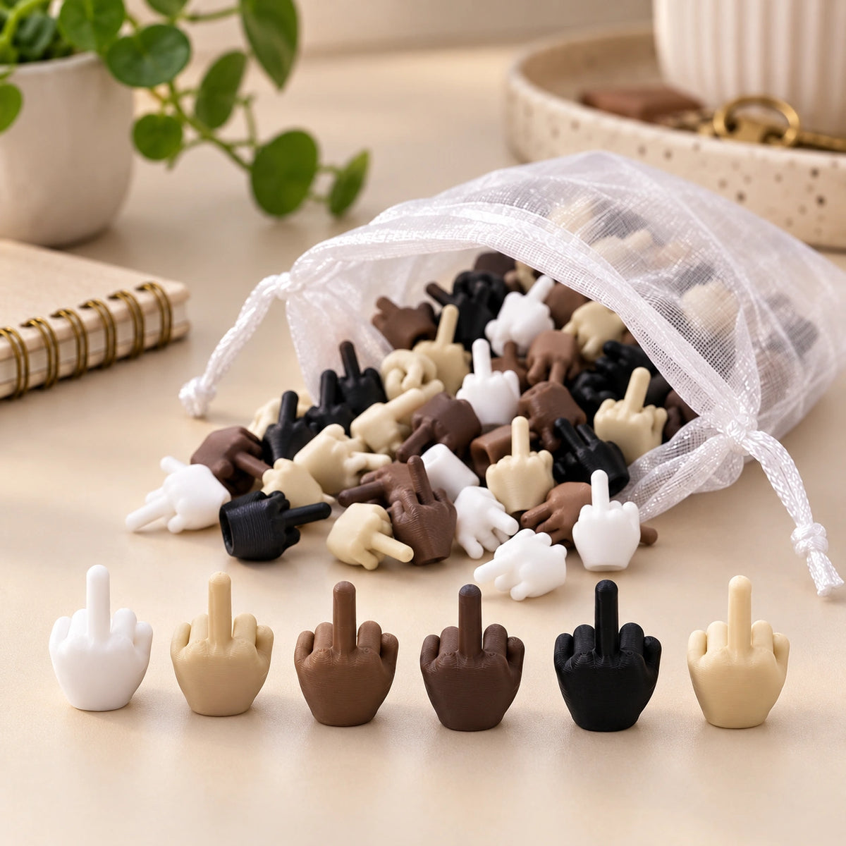 3D Printed Middle Finger Charm – Funny Mini Desk Toy & Gag Gift