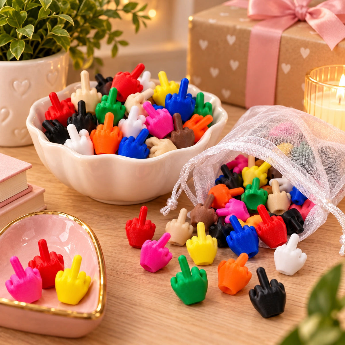 3D Printed Middle Finger Charm – Funny Mini Desk Toy & Gag Gift