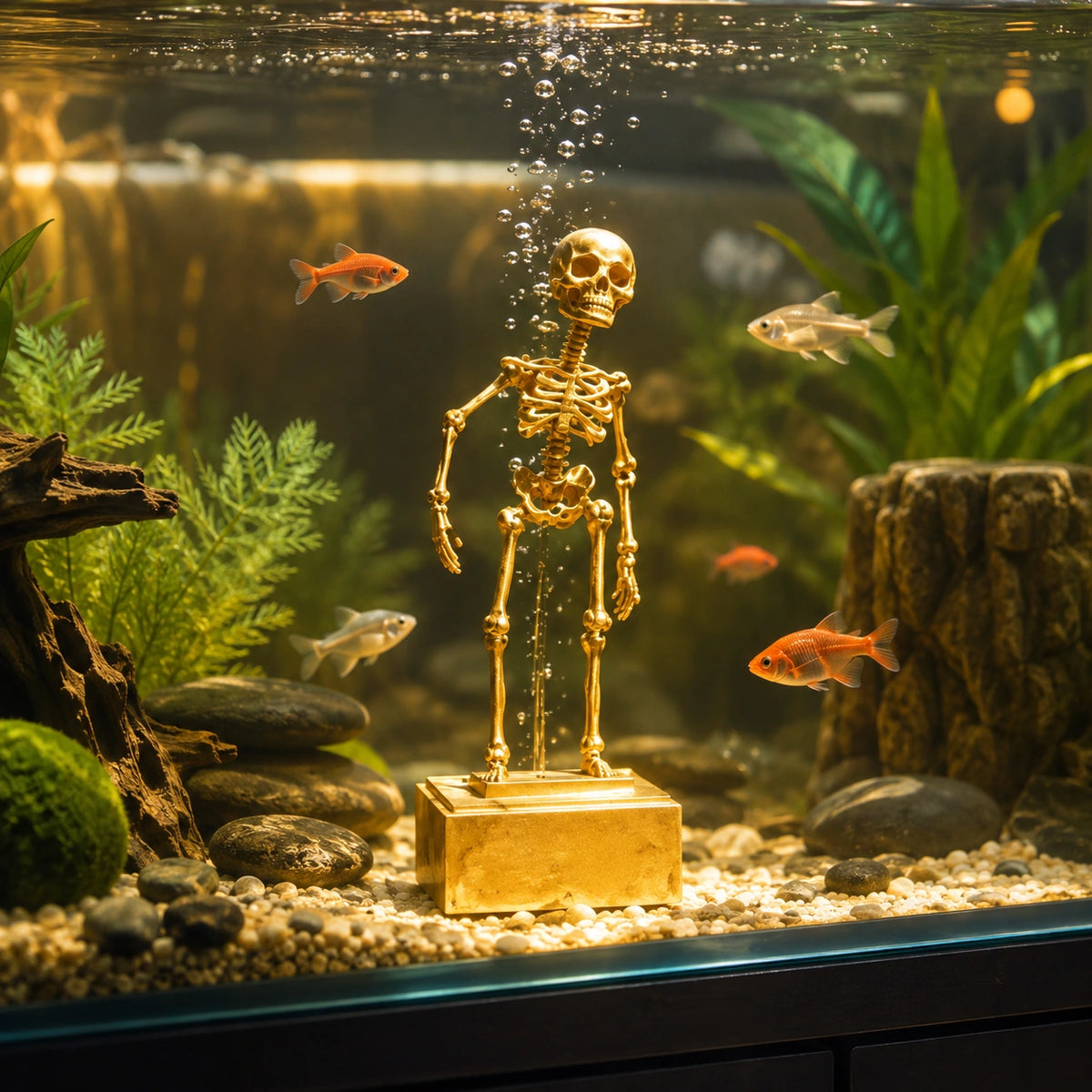 Dancing Skeleton Aquarium Ornament – Air-Powered Glow Fish Tank Decor