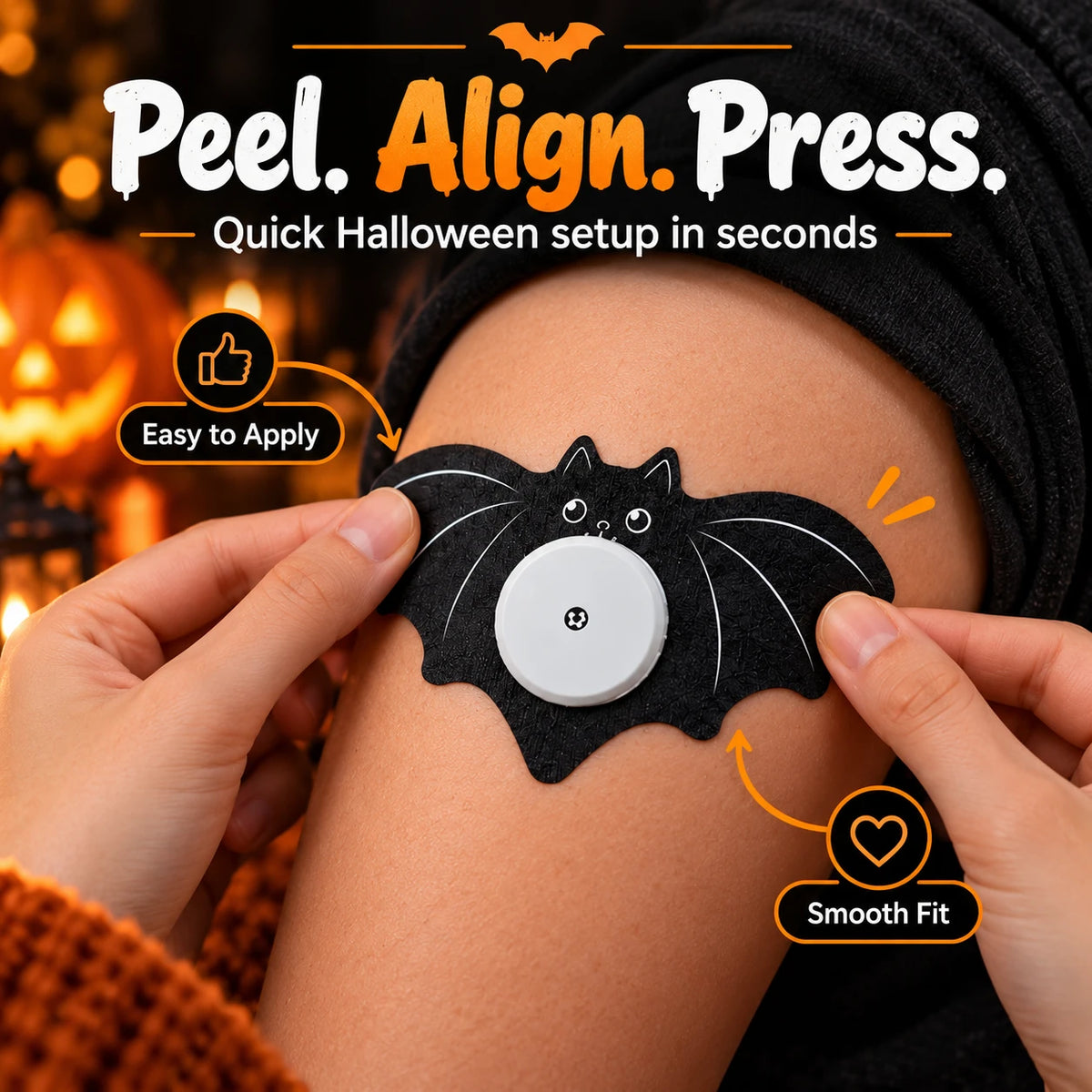 Halloween CGM Sensor Adhesive Patch – Fun Protective Covers for Glucose Monitor Sensors