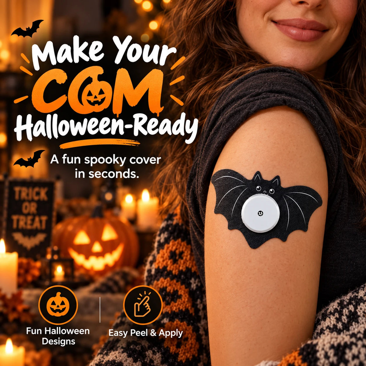Halloween CGM Sensor Adhesive Patch – Fun Protective Covers for Glucose Monitor Sensors