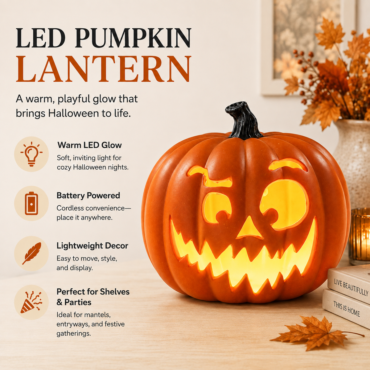 LED Pumpkin Lantern – Cozy Halloween Glow