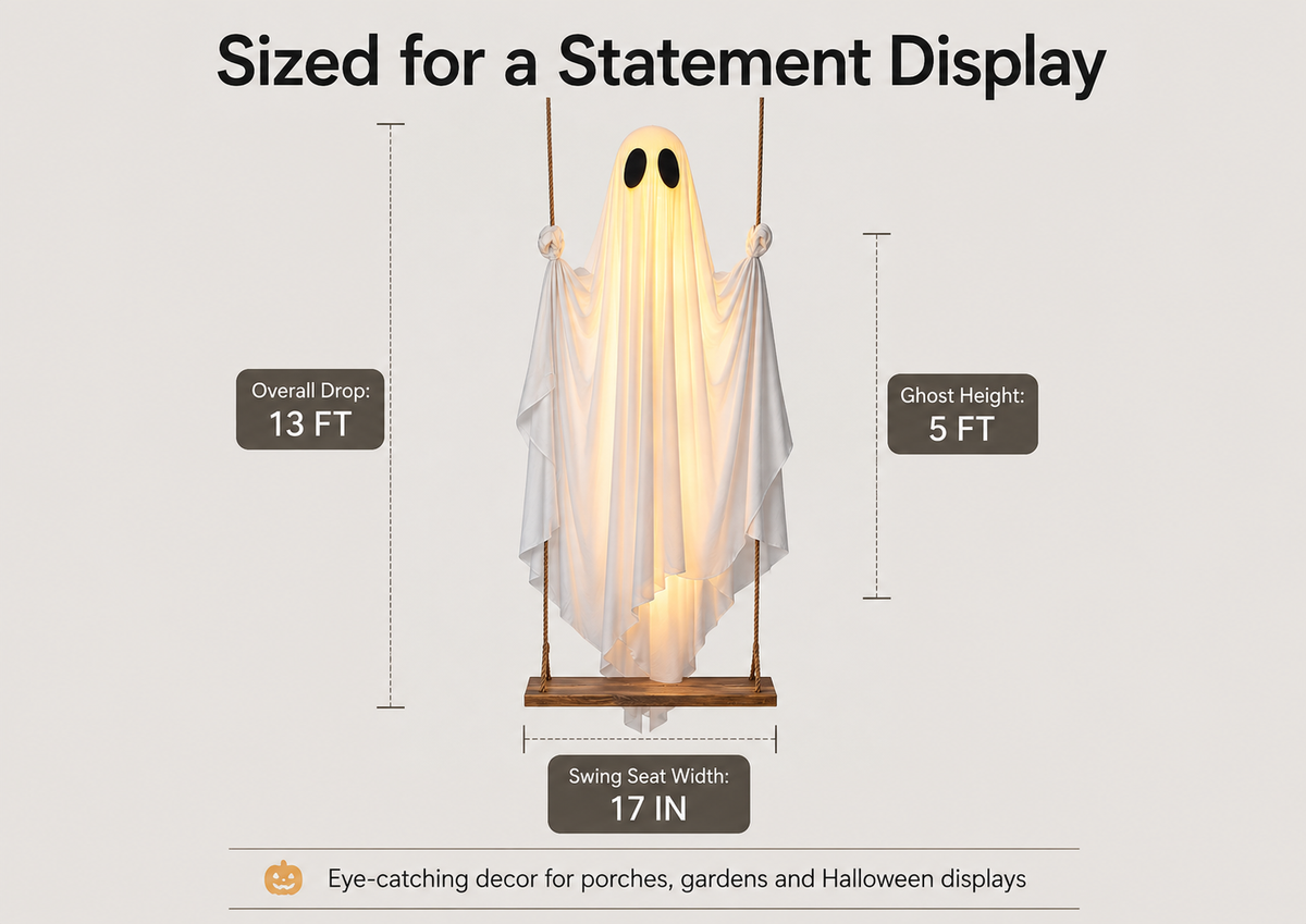 Light-Up Hanging Ghost Swing Decoration