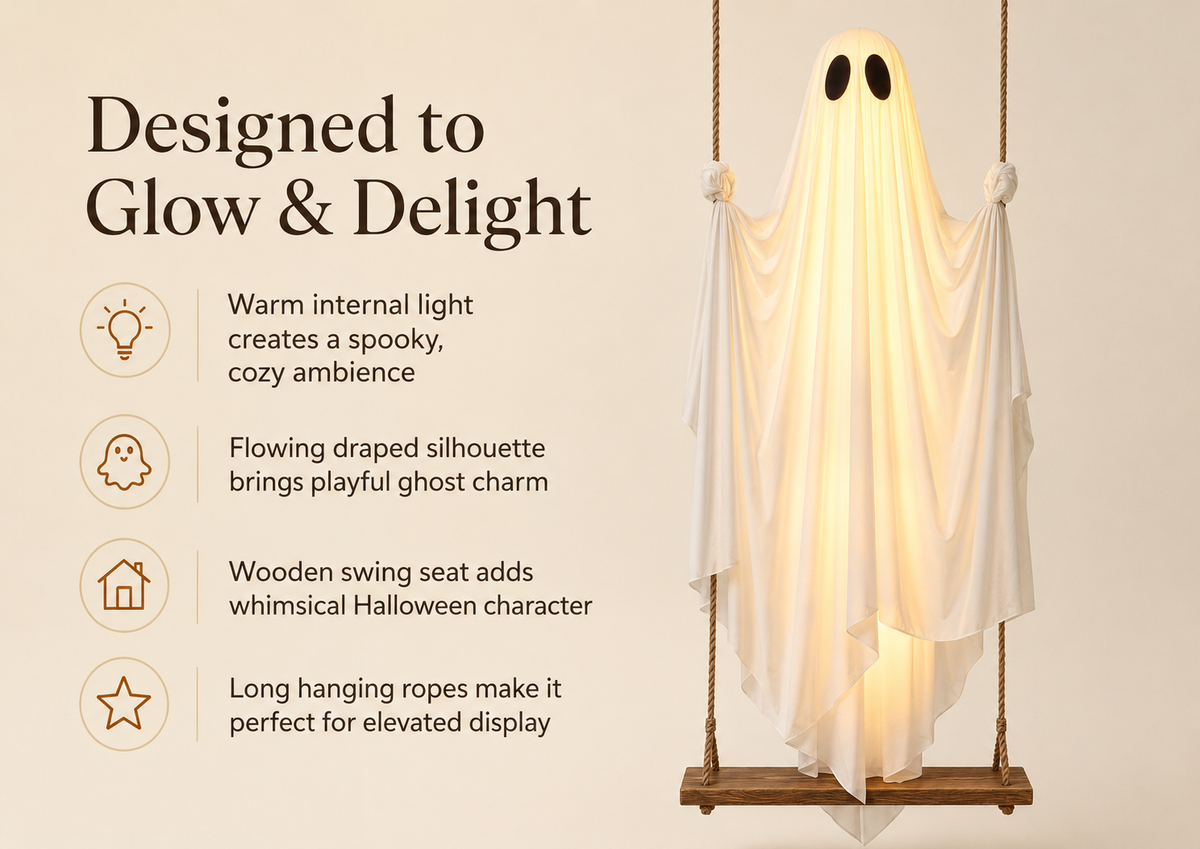 Light-Up Hanging Ghost Swing Decoration