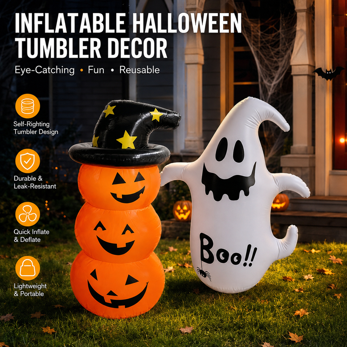 Halloween Inflatable Pumpkin & Ghost Decorations