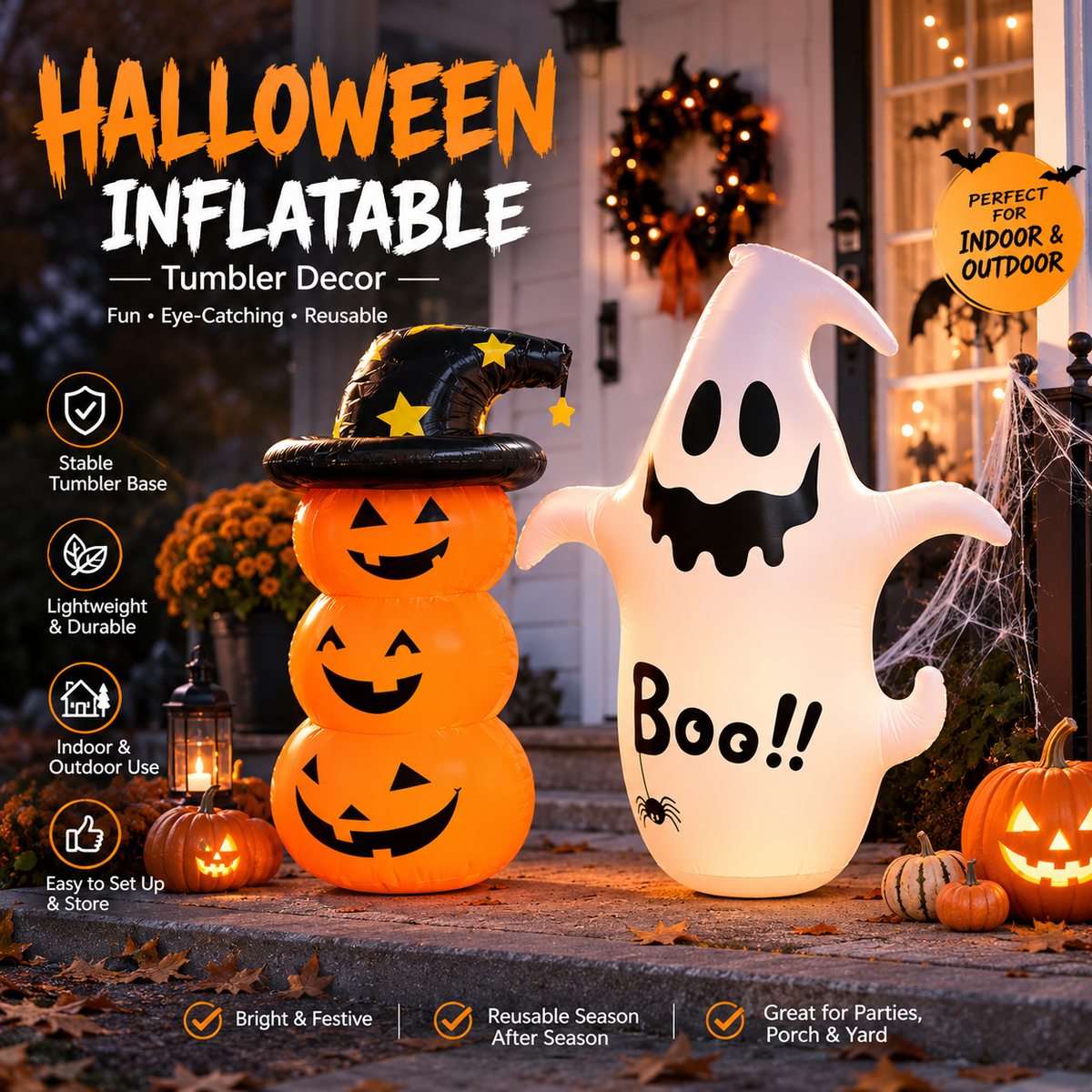 Halloween Inflatable Pumpkin & Ghost Decorations