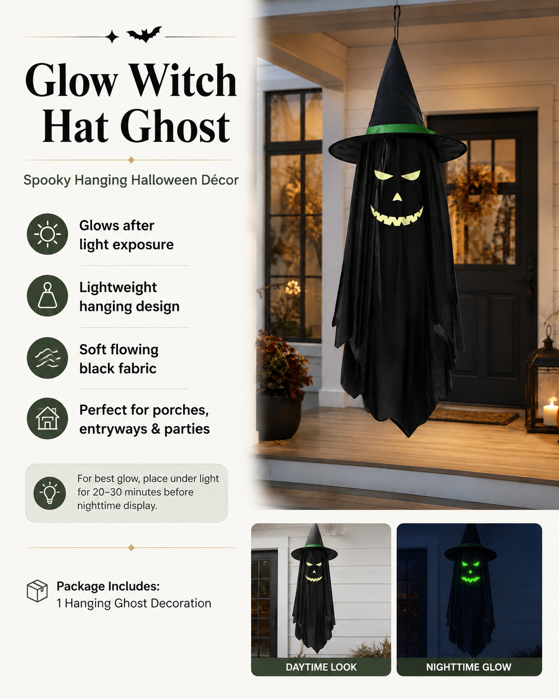 Glow-in-the-Dark Witch Hat Ghost