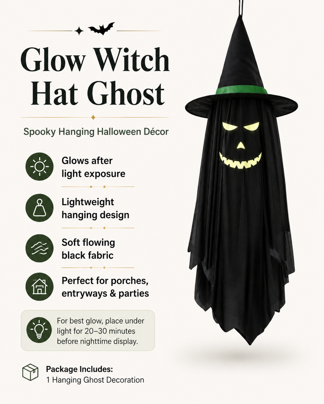 Glow-in-the-Dark Witch Hat Ghost