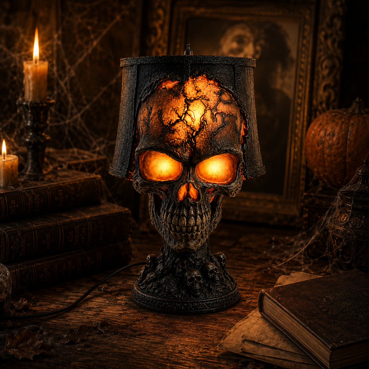 Halloween Glowing Skull Table Lamp