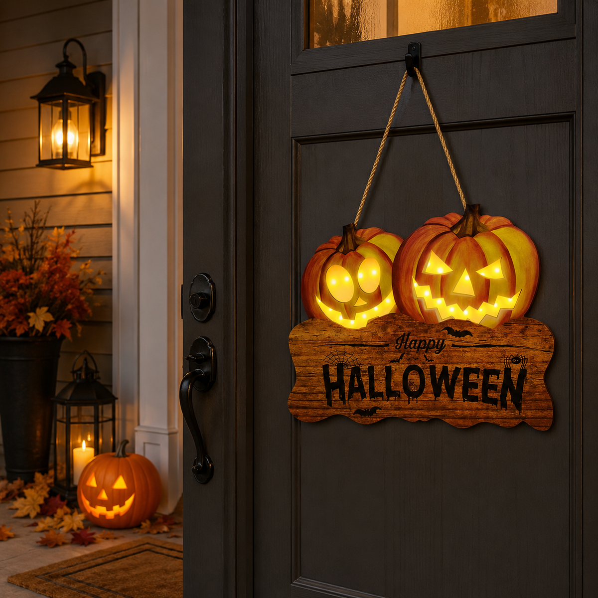 LED Halloween Wooden Hanging Sign