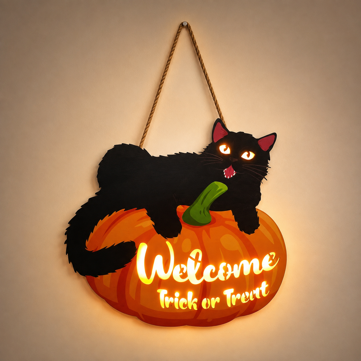 LED Halloween Wooden Hanging Sign