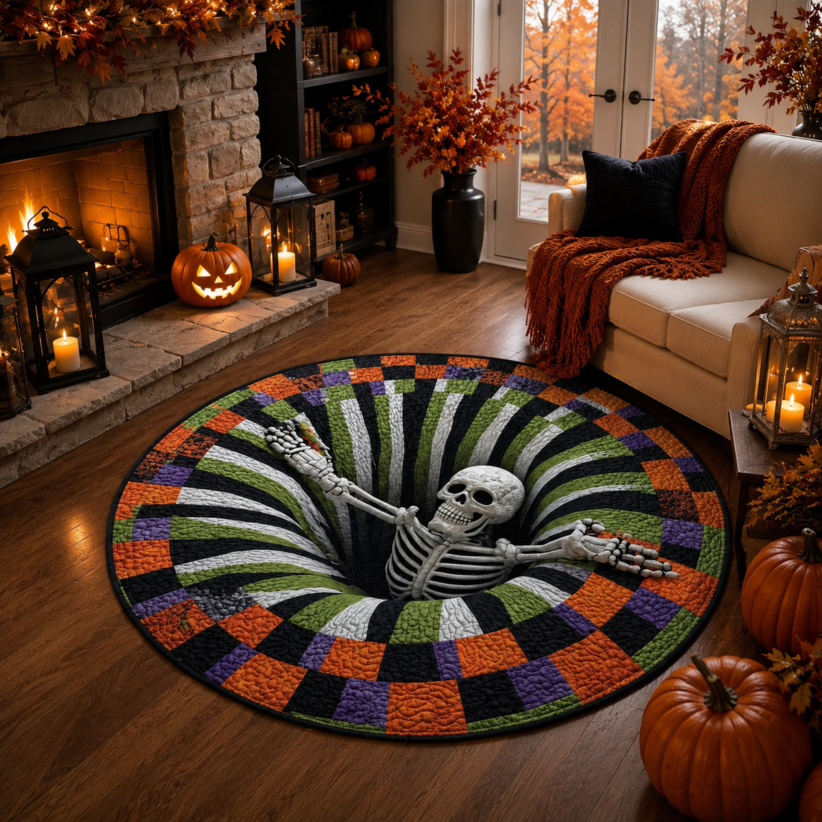 Halloween 3D Illusion Round Rug