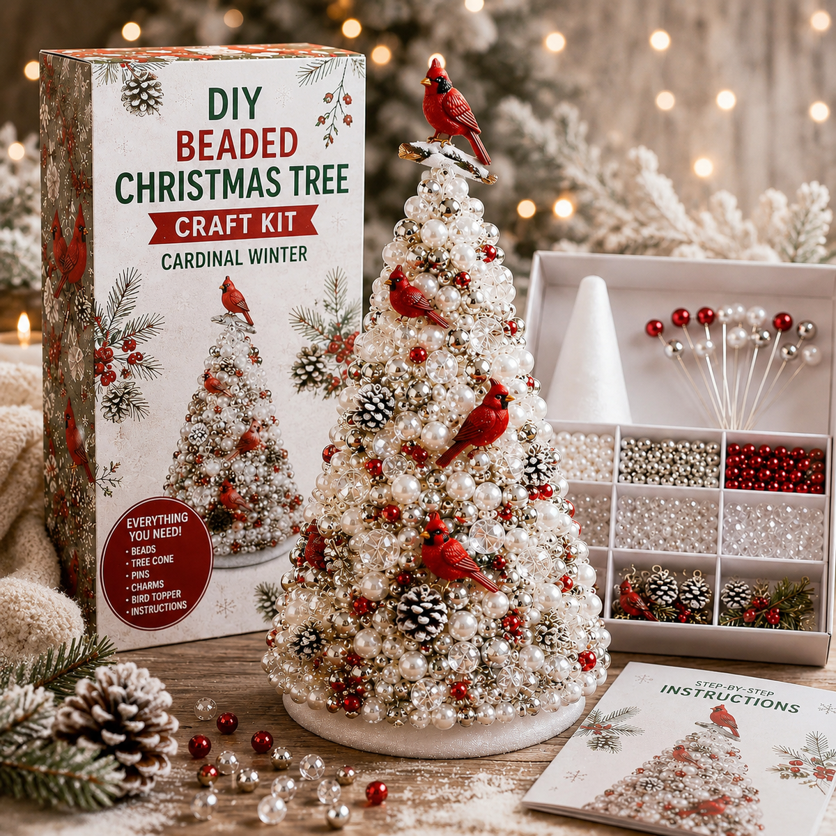 DIY Beaded Christmas Tree Craft Kit – Handmade Holiday Decoration
