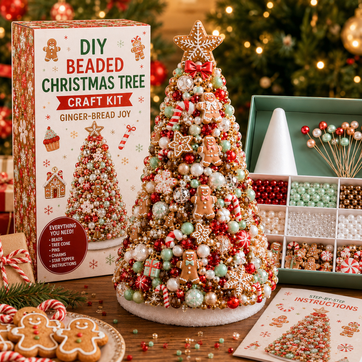DIY Beaded Christmas Tree Craft Kit – Handmade Holiday Decoration