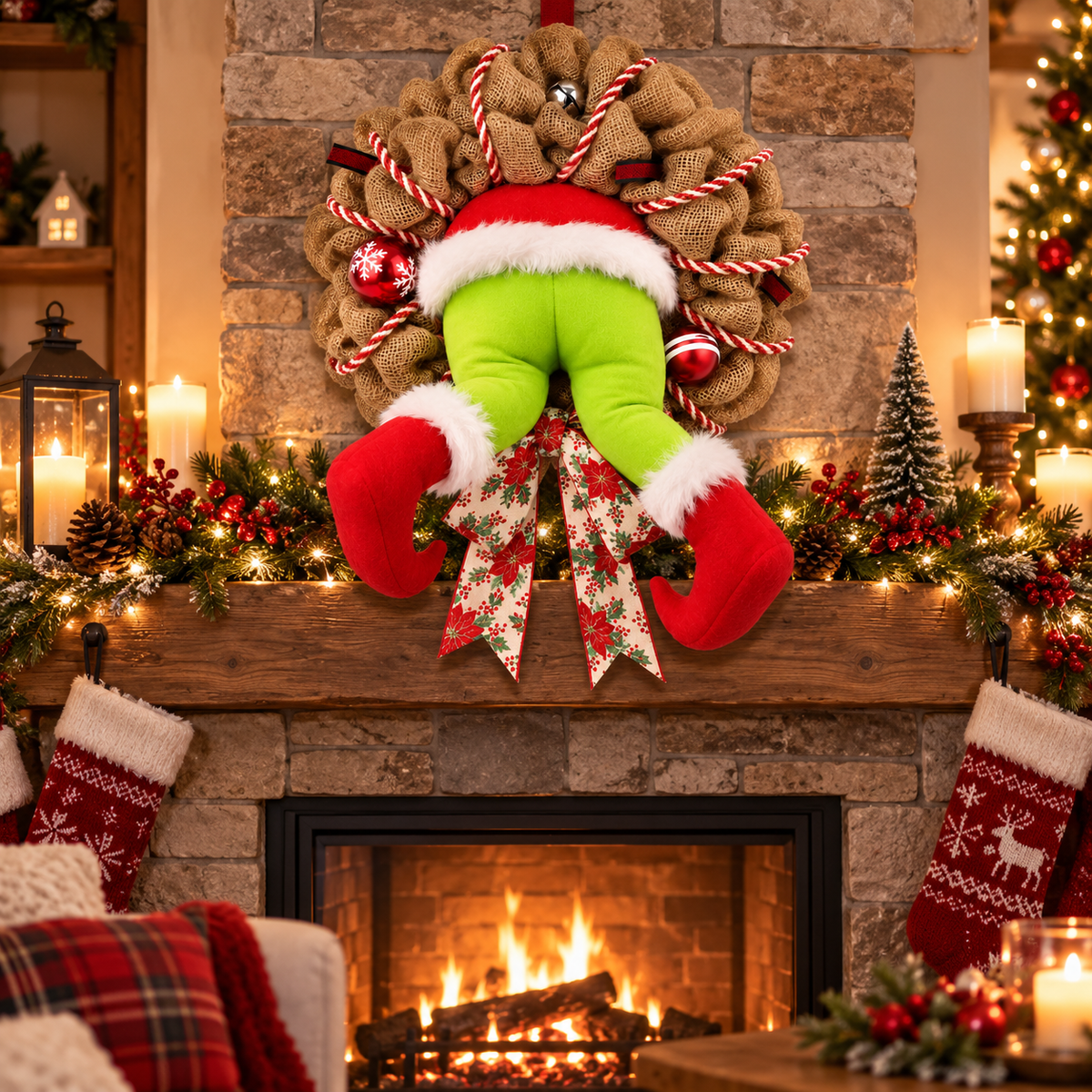Christmas Grinch Wreath Decoration