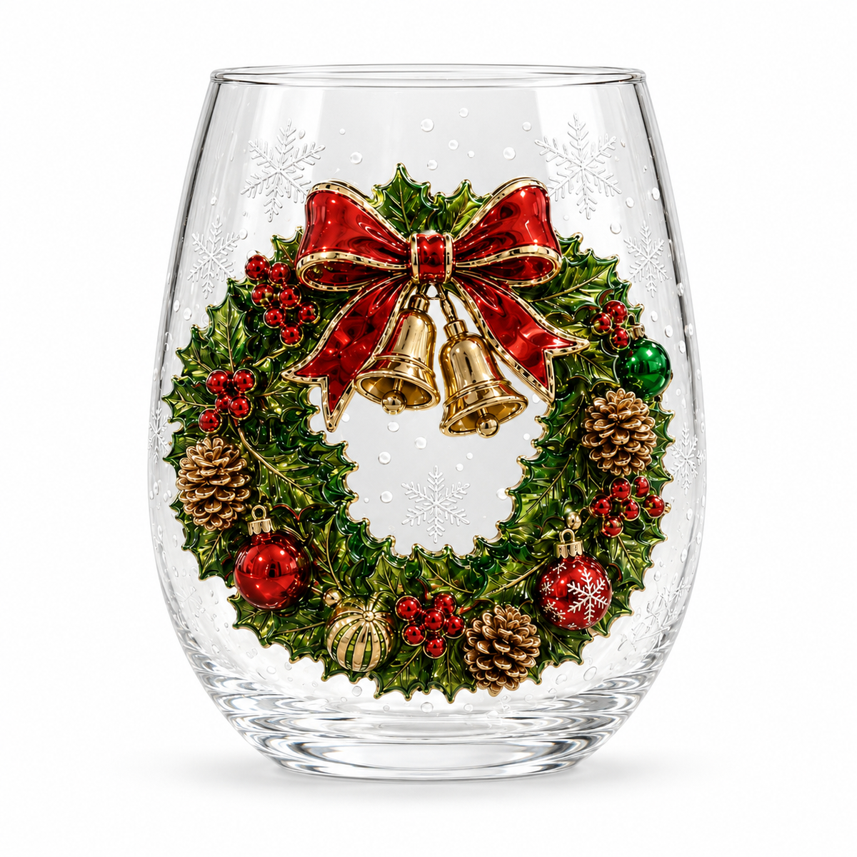 Christmas Glass Art Tumbler – 3D Holiday Design Glass Cup, 300ml