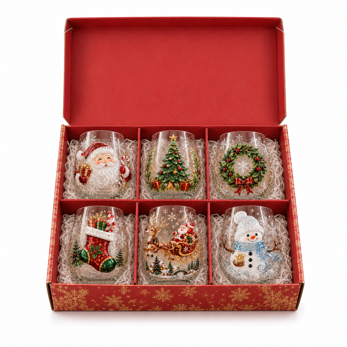 Christmas Glass Art Tumbler – 3D Holiday Design Glass Cup, 300ml